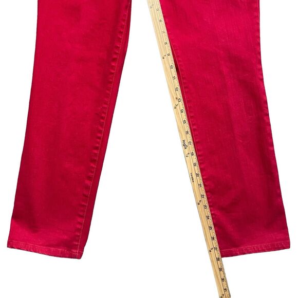 Chico's So Slimming Ankle Pants 1 US M/8 Red Straight Leg Mid Rise Stretch Artsy - Picture 6 of 8